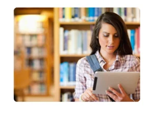 student reading on ebook hires